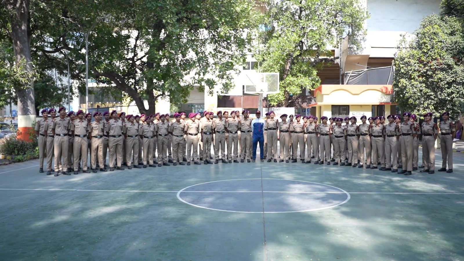CSMAFPI cadets at morning assembly on the Sitabuldi campus, Nagpur