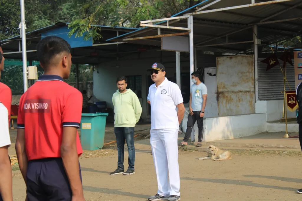 Cadet reporting to an officer during outdoor training