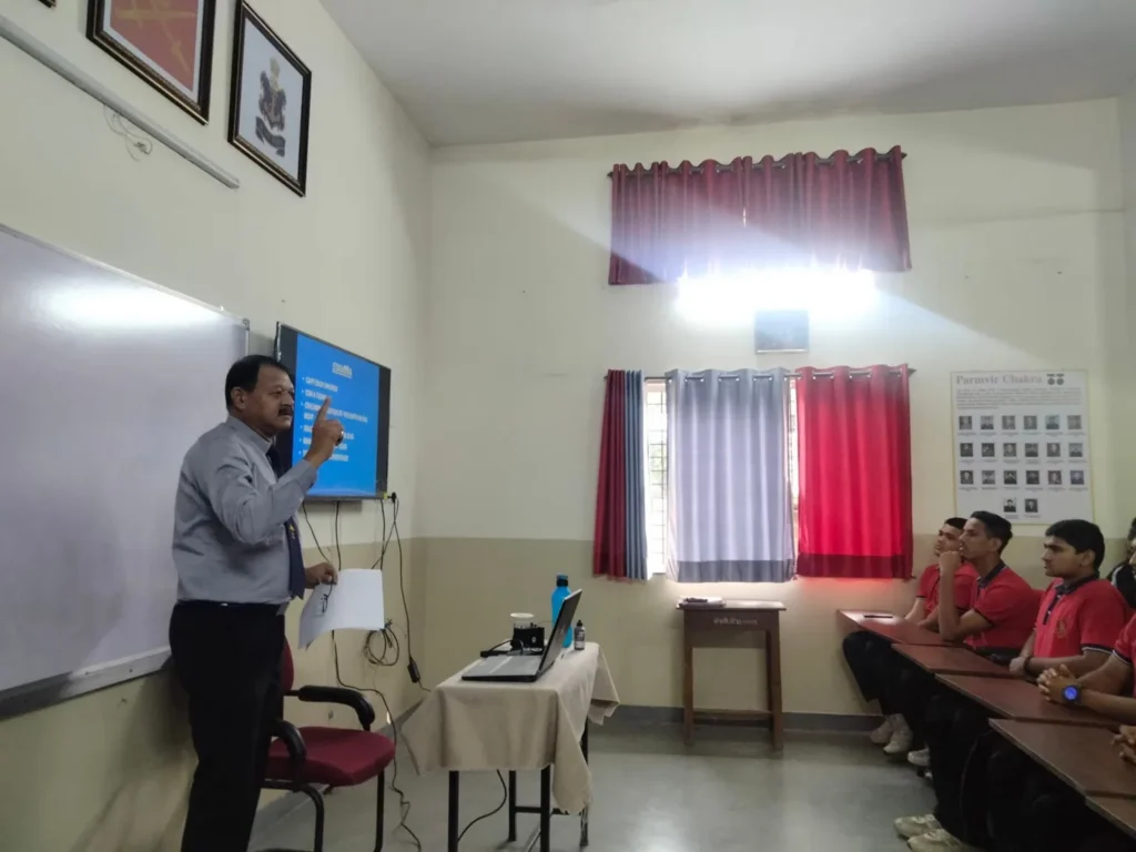 Teacher taking a smart-class lesson for day scholars at CSM-AFPI