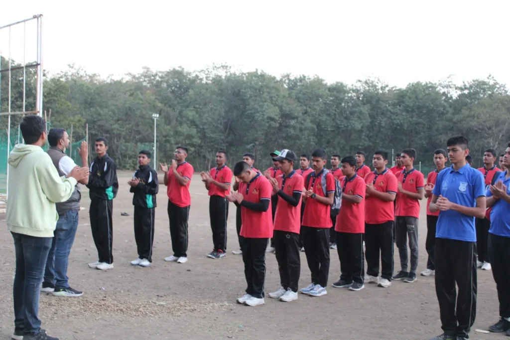 Cadets lined up on the sports ground